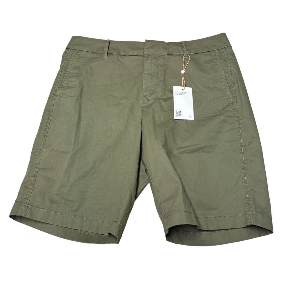 NWT Quince Organic Stretch Cotton Chino Bermuda Shorts Bayberry Womens 12 34X9